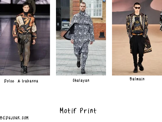 men fashion week 2020 print motif